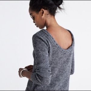 Madewell et Sezane Gray Mohair Low Back Sweater